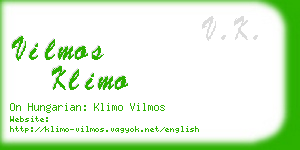 vilmos klimo business card